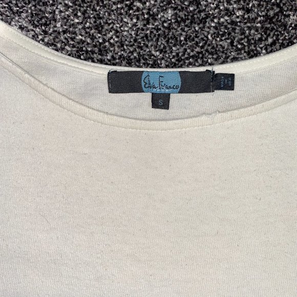 Eva Franco White TShirt Black White Stripes with Pocket Size Small - Picture 7 of 7